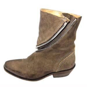 John Fluevog Distressed Brown Ankle Booties